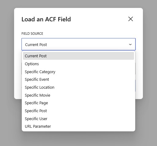 ACF field loader
